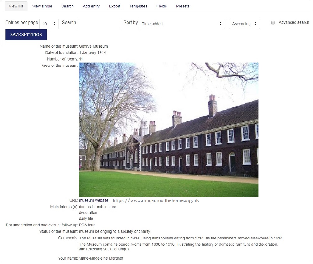 Geffrye database